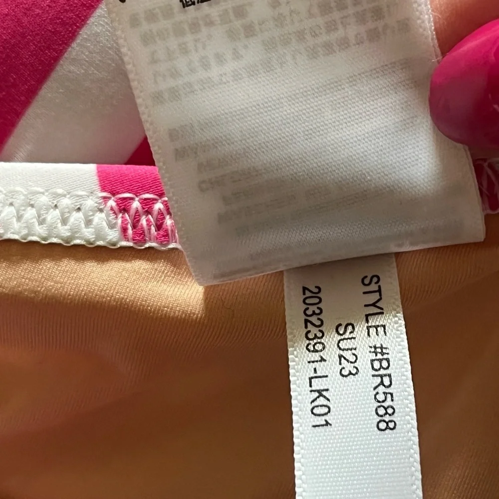 J.Crew Pink White Stripe Bikini Top 3X Plus Size Knot Front Swimwear NWT